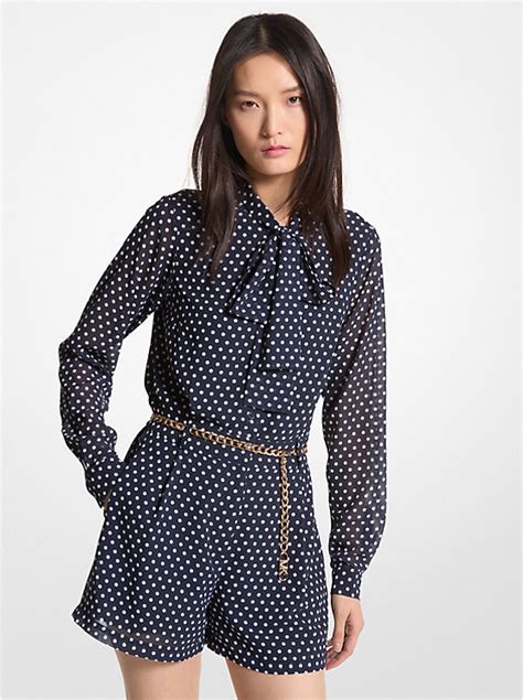 Polka Dot Georgette Belted Tie